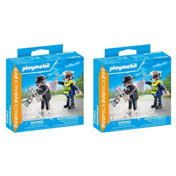 2x 8pc Playmobil 26x15cm Policeman & Burglar Kids Action Figure Toy Play Set 4y+