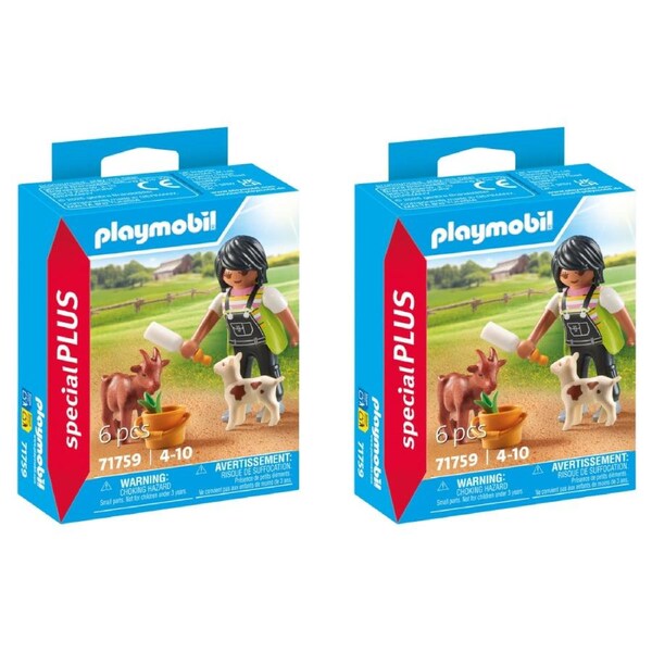 2x 6pc Playmobil 21x15cm Woman w/ Goats Kids/Children Action Figure Toy 4y+