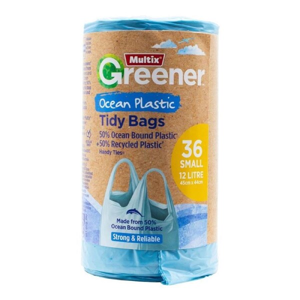 Multix Greener Ocean Plastic Tidy Bags 12L 45cm x 44cm Pack of 36