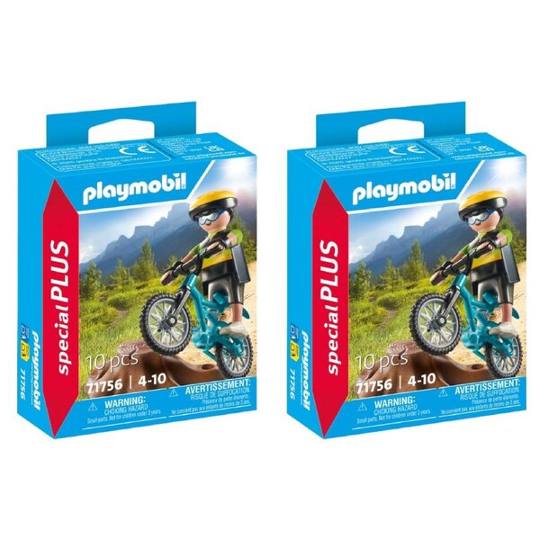 2x 10pc Playmobil 21x15cm Mountain Biker Kids/Children Action Figure Play Set 4+