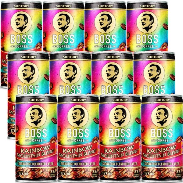 Suntory Boss Coffee Drink Iced Latte Rainbow Mountain Blend 179mL 12 Cans Bulk Pack Carton