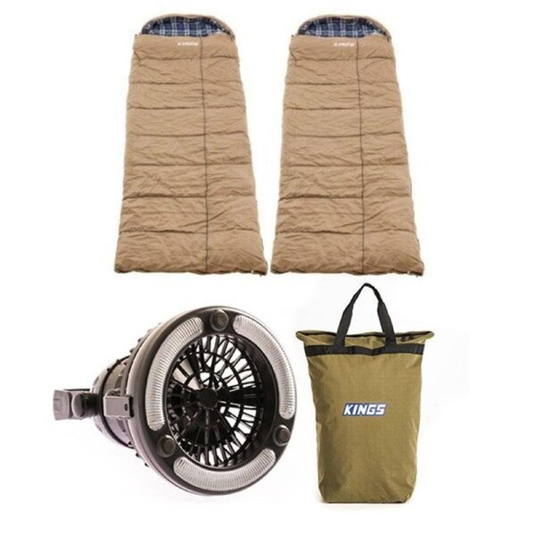 2x Premium Sleeping bag -5°C + Doona Pillow Canvas Bag + 2in1 LED Light & Fan
