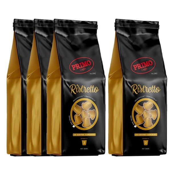3+1 Primo Ristretto Coffee 3 Capsules/Pod Compatible w/ Nespresso Machine 50pc