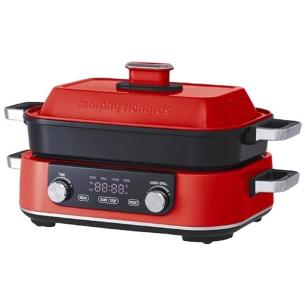 Morphy Richards 3L Non-Stick Multifunction Electric Cooker Pan in Red