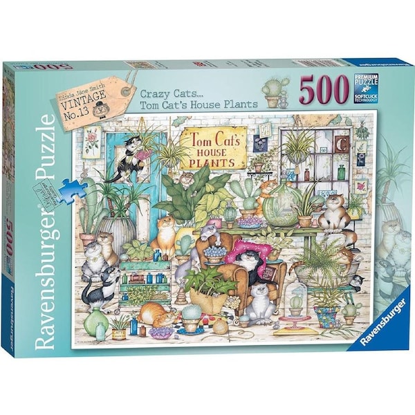 500pc Ravensburger Crazy Cats Tom Cat's House Plants Jigsaw 49x36cm 12y+