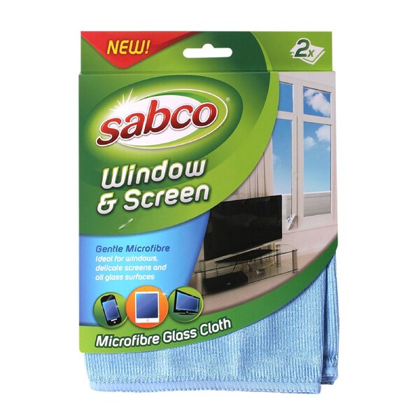 2(pk) Sabco Streak-free Window and Screen cleaning Microfibre Cloth