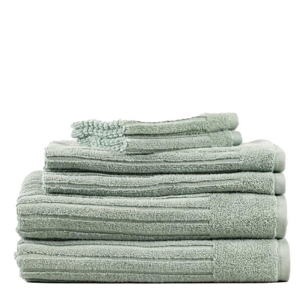6pc Canningvale Caressa Cotton Soft Bath/Hand/Face Washers Towel Set Sage