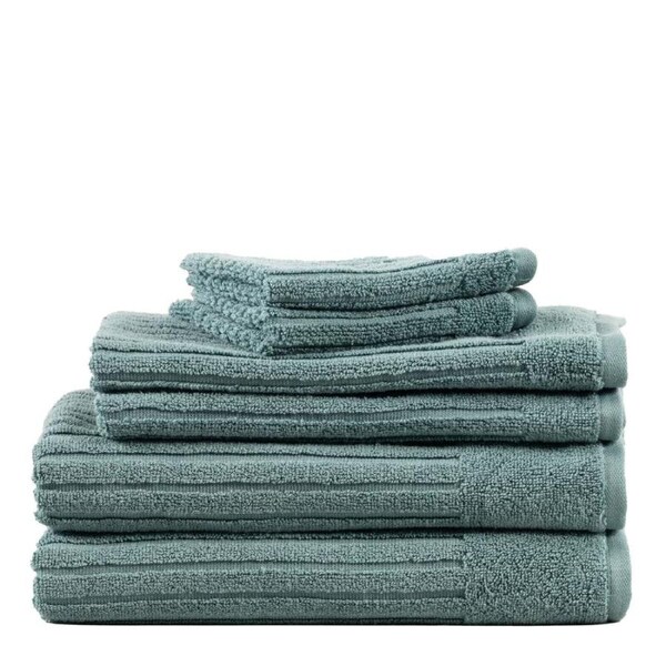 6pc Canningvale Caressa Cotton Bath/Hand/Face Washers Towel Set Mineral Green