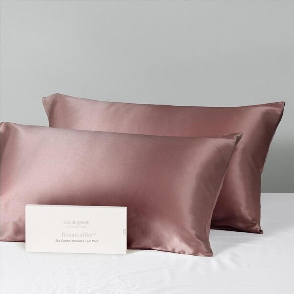 2pc Canningvale Beautysilks Mulberry Silk Soft/Smooth Pillowcase Pack Rosewood