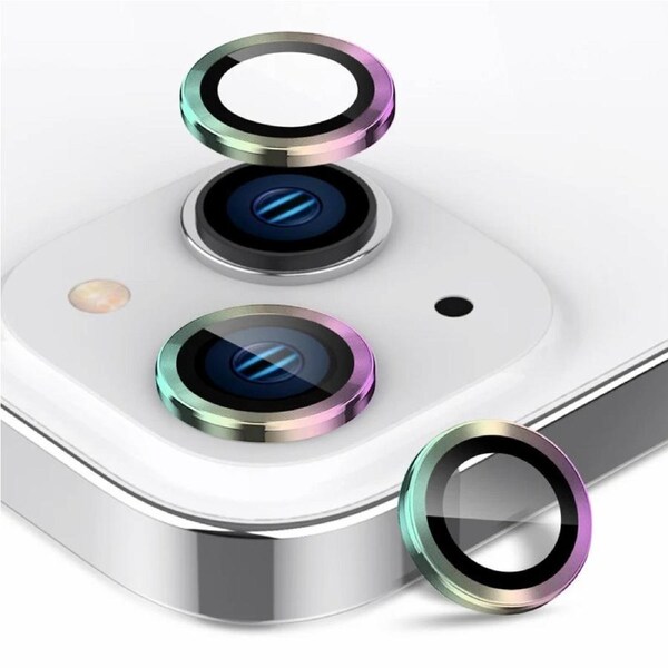 Tough On iPhone 15 / iPhone 15 Plus Camera lens Protector Tempered Glass Individual Ring Iridescent
