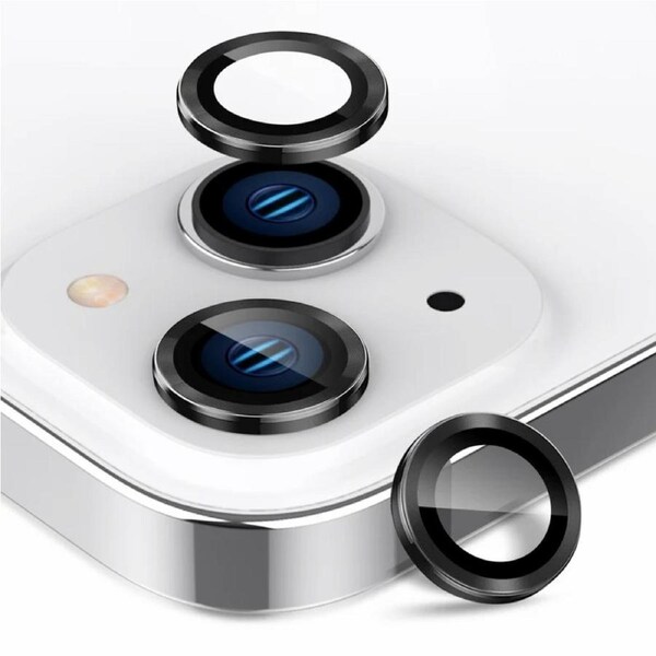 Tough On iPhone 15 / iPhone 15 Plus Camera lens Protector Tempered Glass Individual Ring Black