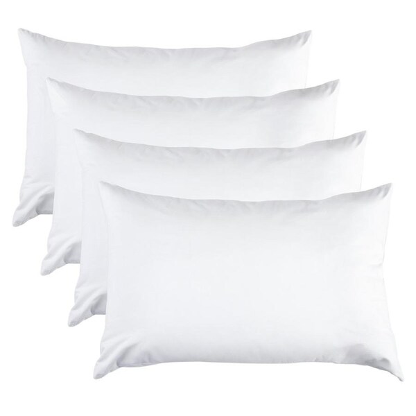 Hacienda 100 Percent Cotton Pillow Cover with 800g Poly Fill, Hypoallergenic, Antibacterial, and Cooling Technology 4 PK