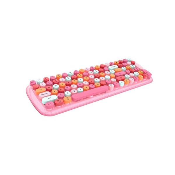 Candy BT Mixed Color Wireless Keyboard 100 Keys Circular Keycap - Pink