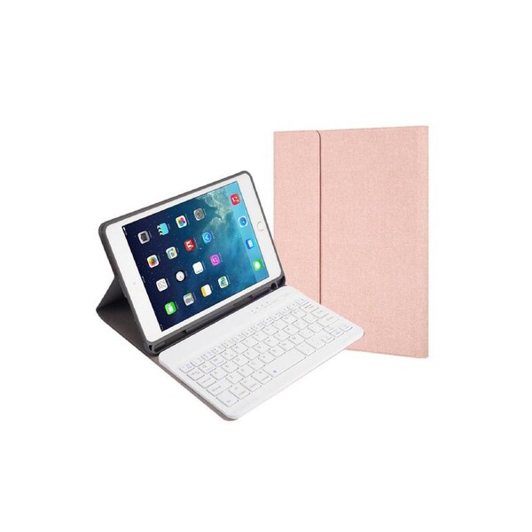 Keyboard Case with Detachable Magnetic Bluetooth Keyboard and Pencil Holder for iPad 9.7/10.2/10.5 - Rose Gold