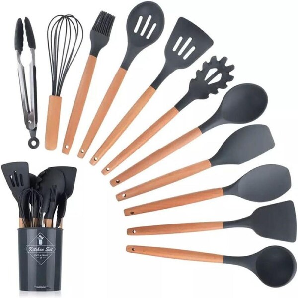 Catzon 12 Pcs Silicone Cooking Utensils with Holder Non Toxic Spatula