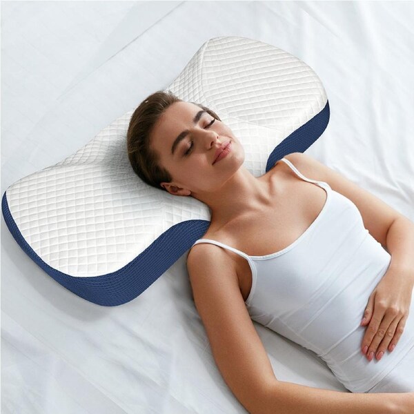 DreamZ Cervical Memory Foam Pillow Neck Shoulder Support - Blue