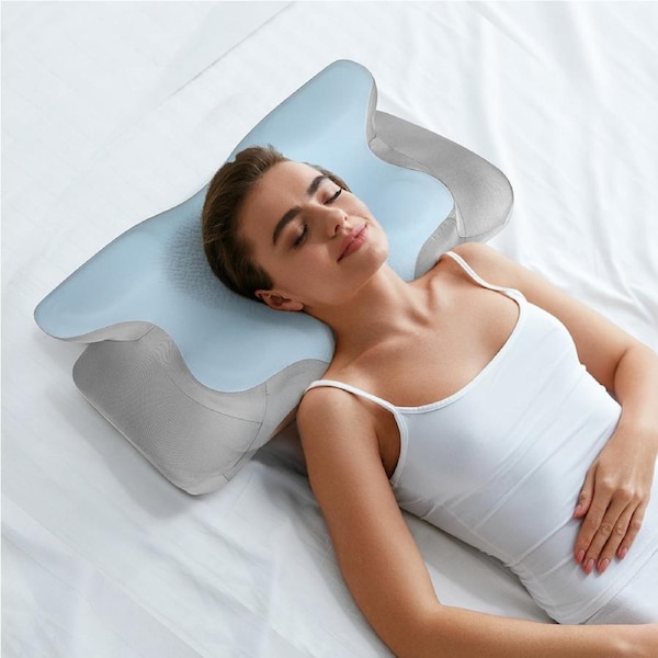 DreamZ Memory Foam Pillow Neck Shoulder Support Pain Relief - Blue