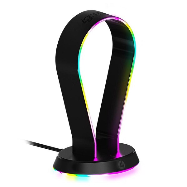 4Gamers Light Up RGB Headset Stand With USB Charging Ports