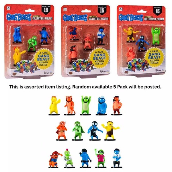 Gang Beasts 5 Pack Figures Assorted Ages 6+ New Collectible Toy Video Game