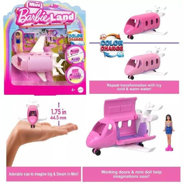 Barbie Plane Color Changing Mini BarbieLand Doll & Vehicle 1.5-inch