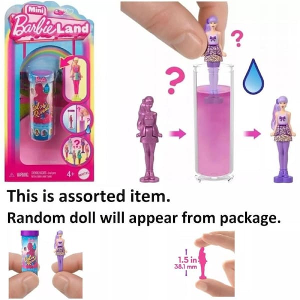 Barbie Mini Barbie Land Color Reveal Doll 1.5-inch Doll with Surprise Unboxing