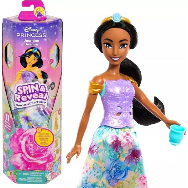 Disney Princess Jasmine Fashion Doll Set Spin and Reveal With 11 Surprises Play