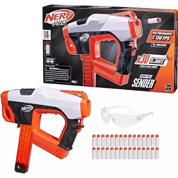 Nerf Pro Sender Half-Length Semi Automatic Blaster 30 Nerf Pro Darts Eyewear