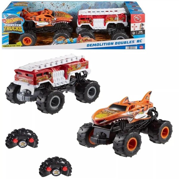 Hot Wheels Monster Trucks 1:24 Scale RC New Toy Trucks 5-Alarm & Tiger Shark
