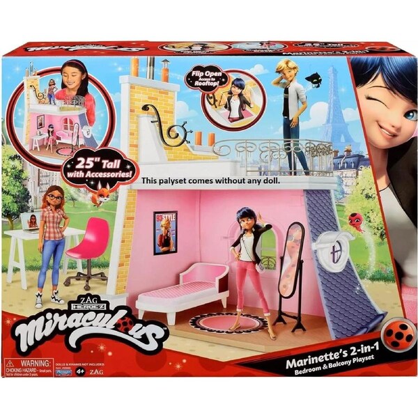 Miraculous Ladybug Marinette Bedroom Playset Ages 3+ New Dollhouse Doll House
