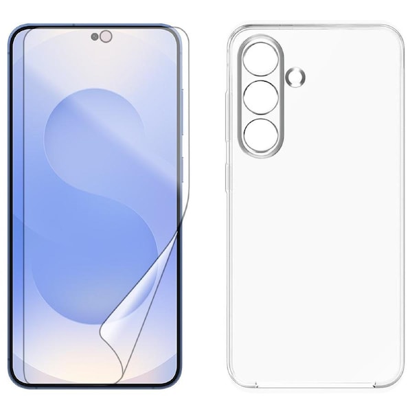 For Samsung Galaxy S25+ PLUS Clear Case Cover and Soft Film Screen Protector Guard