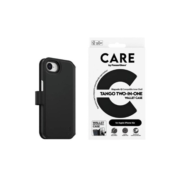 CARE by Panzer Tango 2-in-1 Wallet - iPhone 16e - Black