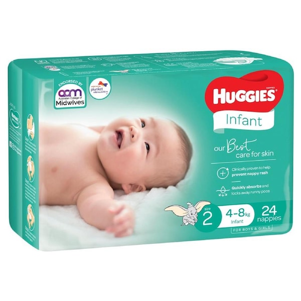 Huggies Infant Nappies Size 2 (4-8kg) 24 Pack
