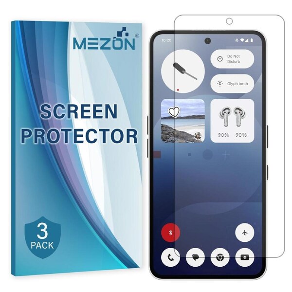 [3 Pack] Nothing Phone (3a) Anti-Glare Matte Screen Protector Film by MEZON – Case Friendly, Shock Absorption (Nothing 3a, Matte)