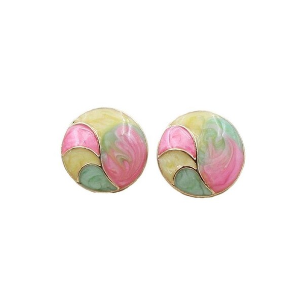 925 Silver Retro Geometry Oil Painting Color Mixing Dangle Earrings Jewlery Gift