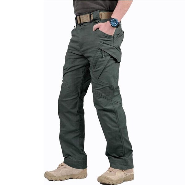 Water Resistant Tactical Trousers Mens Cargo Work Pants Soldier Green Combat