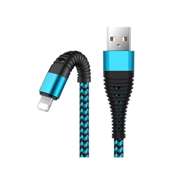 Nylon USB-A to Lightning 2m/6ft Charging Cable Charger Cord for Apple iPhone 14 13 12 11 iPad Mini 5 / Mini 4 / Mini 3 / Mini 2 / Mini - Blue