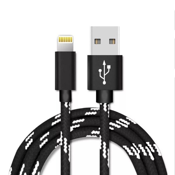 Nylon Braided Tiger Design USB-A to Lightning 2m/6ft Charging Cable Charger Cord for Apple iPhone 14 13 12 11 iPad Mini 5 / Mini 4 / Mini 3 / Mini 2 / Mini - Black