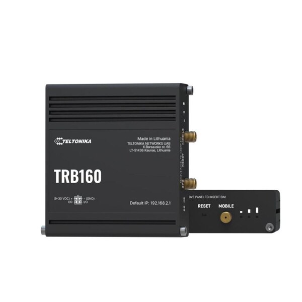 Teltonika TRB160 4G LTE CAT 6 IoT Gateway, Ultra-Small, Lightweight, Energy-Efficient, Cellular Speeds of up to 300 Mbps, USB Type-C, PSU included TRB160100200