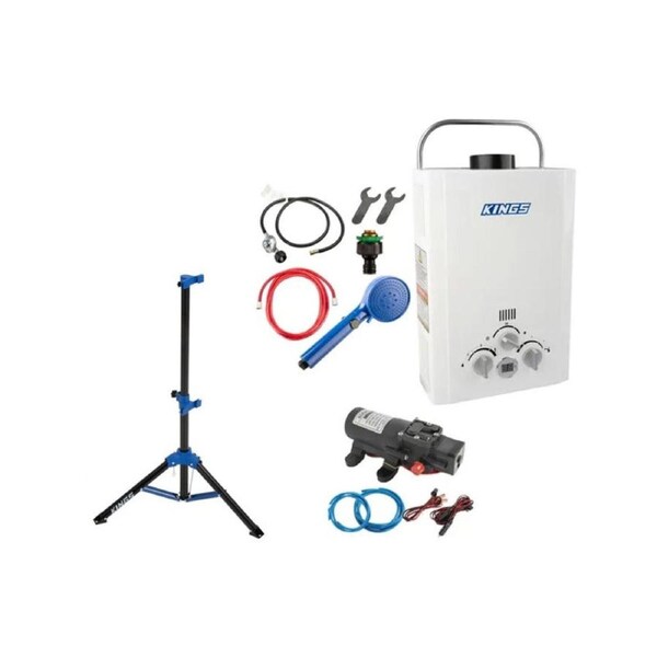 Portable Gas Hot Water System + Tripod Stand + Pump