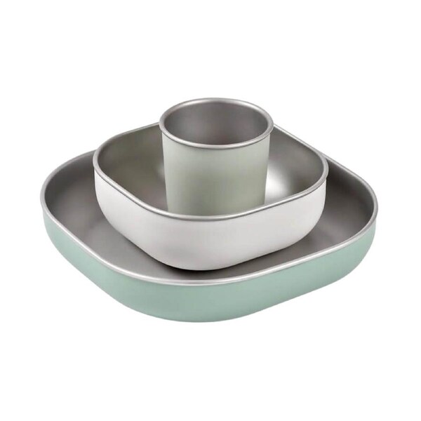 Beaba Stainless Steel Meal Set - Sage Green