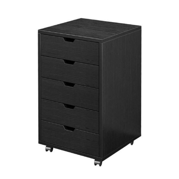 5 Drawer File Cabinet Mobile Document Filing Organiser Home Office Storage Chest Cupboard Printer Stand Black 40x38x68cm