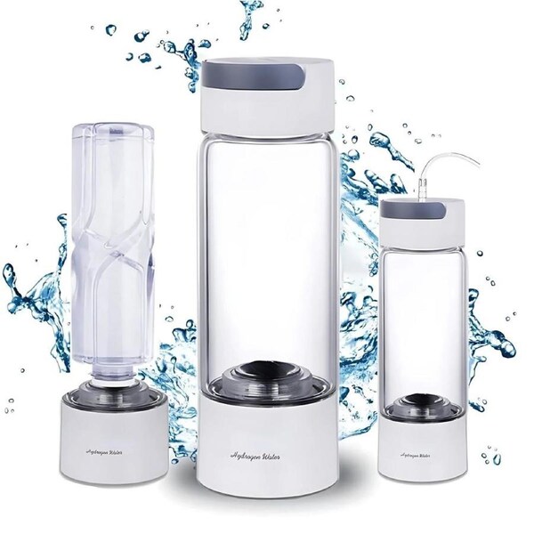 Smart High Purity Hydrogen Generating Ionizer 380mL Glass Water Bottle with SPE/PEM Technology