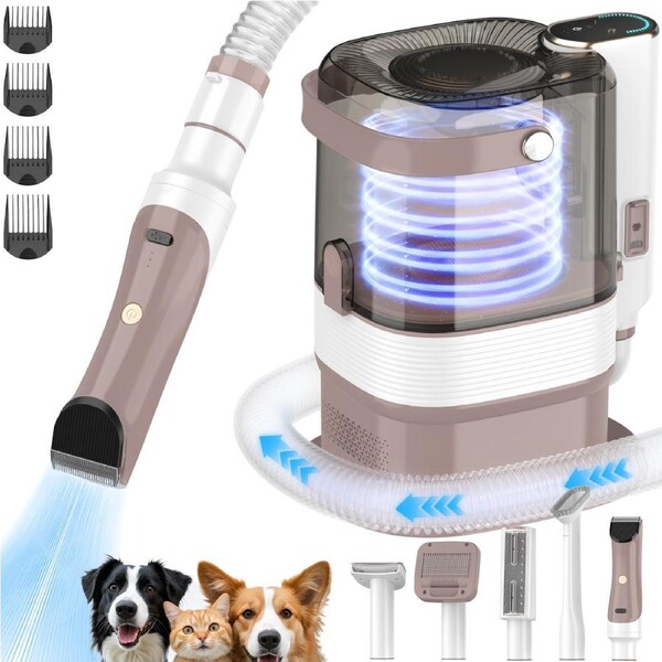 Advwin 6in1 Pet Grooming Vacuum Kit Dog Cat Hair Clipper Vacuum Attachment