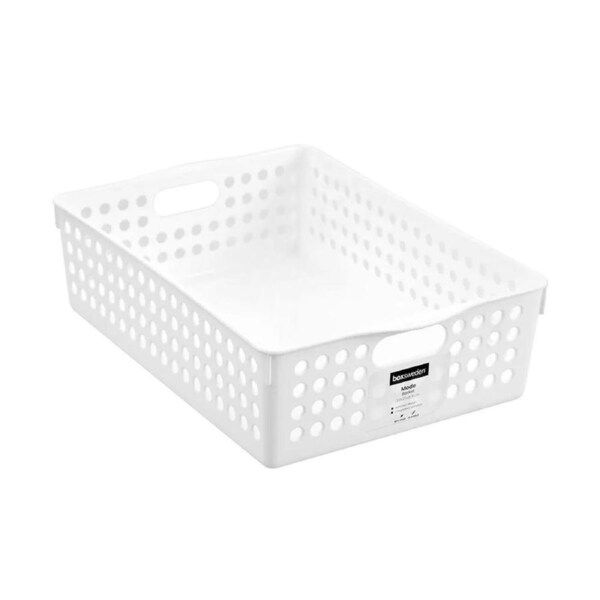 5 x Mode Storage Basket 30X21X8.5CM Home Clean Office Kitchen Organiser White