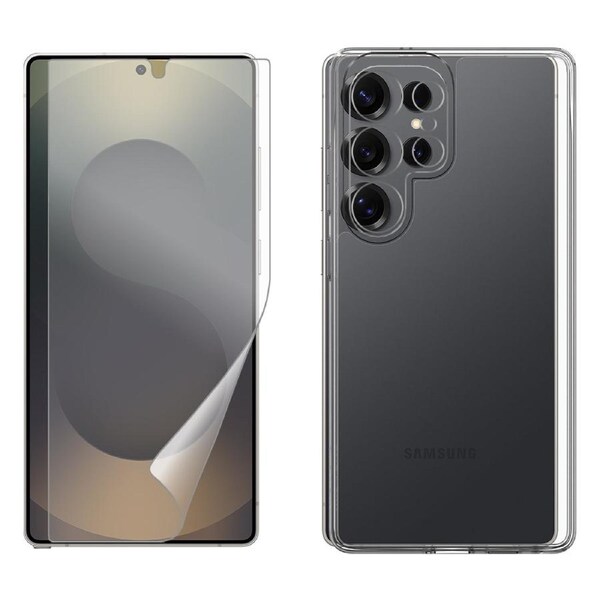 For Samsung Galaxy S25 ULTRA Clear Case Cover and Soft Film Screen Protector Guard