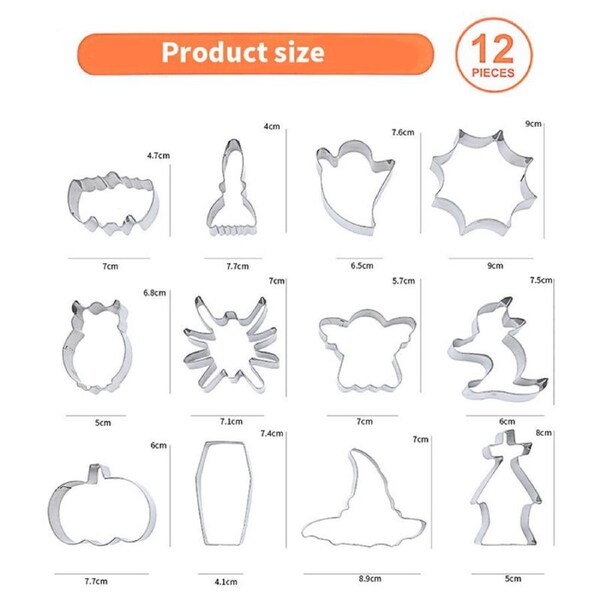 Catzon 12Pcs Halloween Cookie Cutters Kit Stainless Steel Holiday Baking Set for Halloween Gift