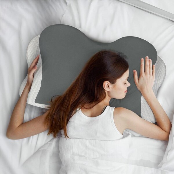 Dreamz Cervical Neck Pillow Memory Foam High Low Side Ergonomic Release Pressure