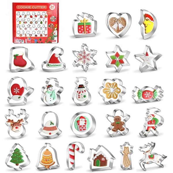Catzon 24PCS Christmas Cookie Cutter Set Stainless Steel DIY Biscuit Cutter Mold