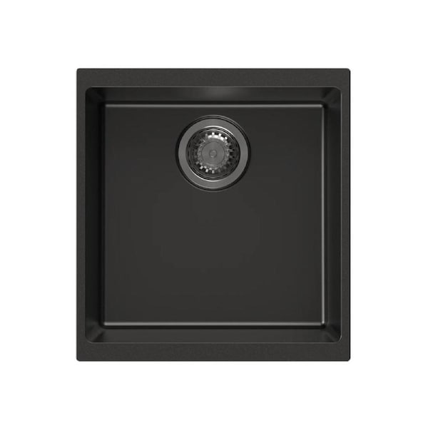 ACA 430 x 460 x 200mm Black Single Bowl Granite Kitchen Laundry Sink Top/Flush/Under Mount