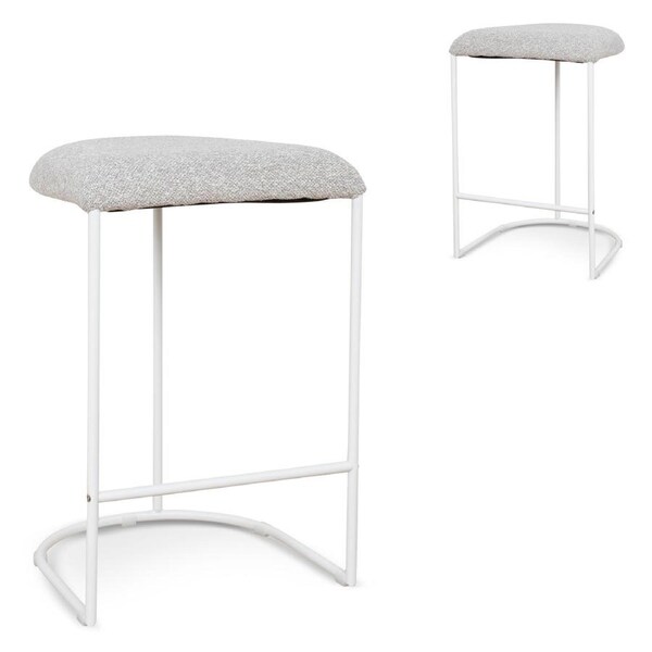 Set of 2 - Galvan 65cm White Bar Stool - Clay Grey